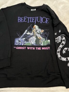 torrid Black Beetlejuice Graphic Sweatshirt with Purple & Pink Print